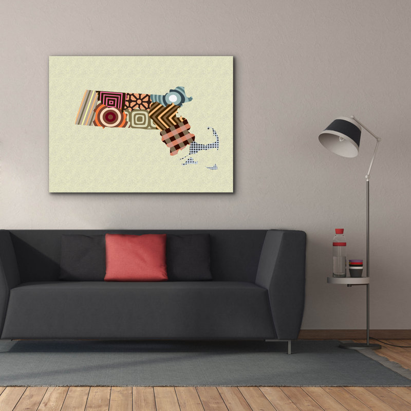 'Massachusetts State Map' by Lanre Adefioye, Canvas Wall Art, 40" H x 54" W x 1.5" D