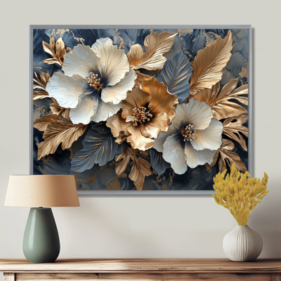 Clarise Goldem Hibiscus liquide Art Harmony II - art mural sur toile Hibiscus