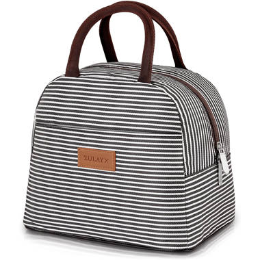 Canvas Bento Bag in Hand Plaid Bag in Hand Small Lunch Box Bag Latitude Run Color: Purple/Blue