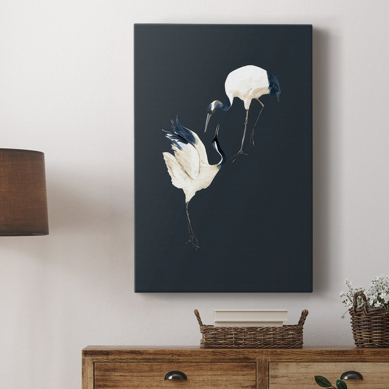 Cranes on Indigo I - galerie sur mesure Cavas, H 27 po x l 18 po