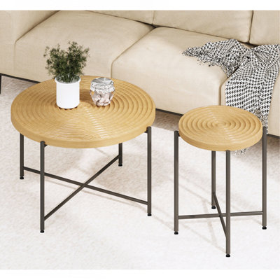 Ensemble de 2 tables basses et tables de bout - Panneau de fibres à densité moyenne imperméable avec housse en PVC