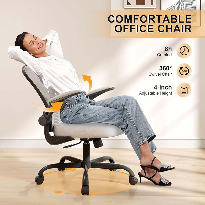 Game Chairs, Ergonomic Desk Chairs 330LBS Capacity High Back Mesh Computer Chair With Flip-Up Armrests, Comfy Work Chair With Adjustable Lumbar Support, Rolling Chair (One Size)