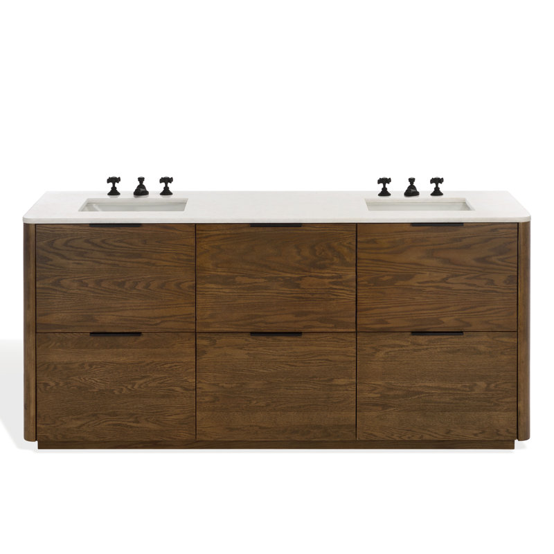 72" Double Sink Gabrietta Vanity, Medium Oak