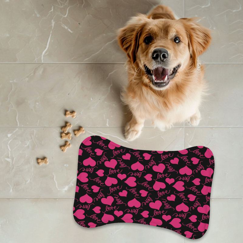 Tapis d'alimentation noir en forme de cœur noir - 1 pièce