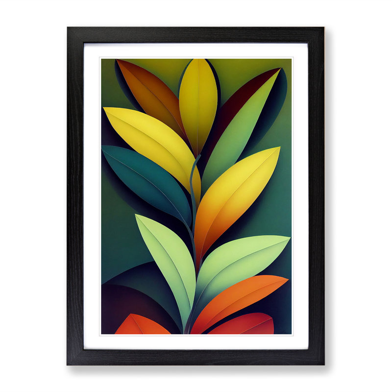 XV1022-2583X Lively Leaves - Single Picture Frame Print, Black, 64cm H x 46cm W x 2cm D
