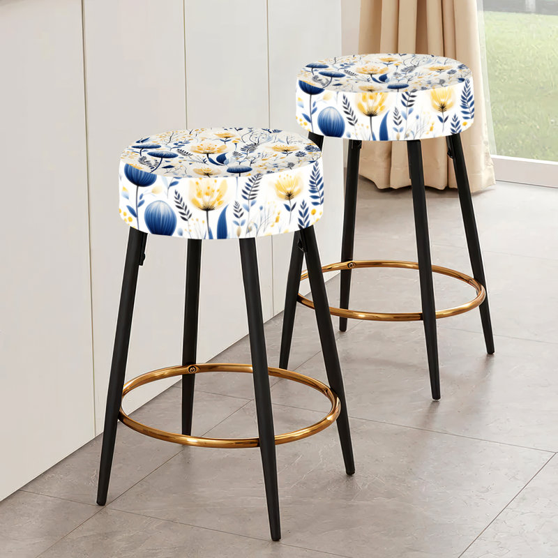 Ensemble de 2 tabourets à imprimé animal, Essence artistique, motif floral VI
