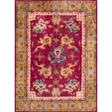 Chinese - Art Deco Knotted Antique Rectangle 1920s Room Size Wool Coral Rug