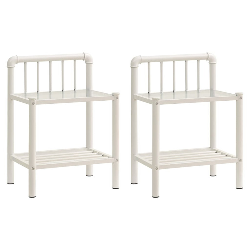 Coffelt Glass Top Frame Side Table Set, White, White