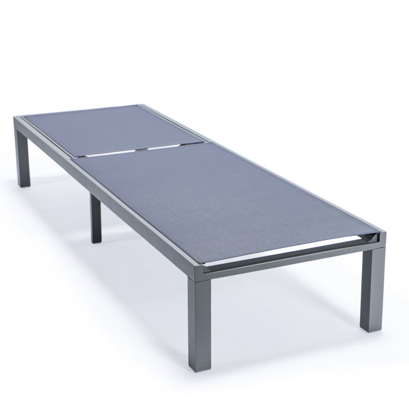 Chaise longue d'extérieur en aluminium avec foyer, Gris foncé, Gris