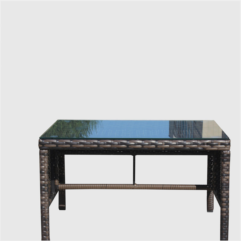 Table basse avec patio extérieur en verre trempé transparent, Noir