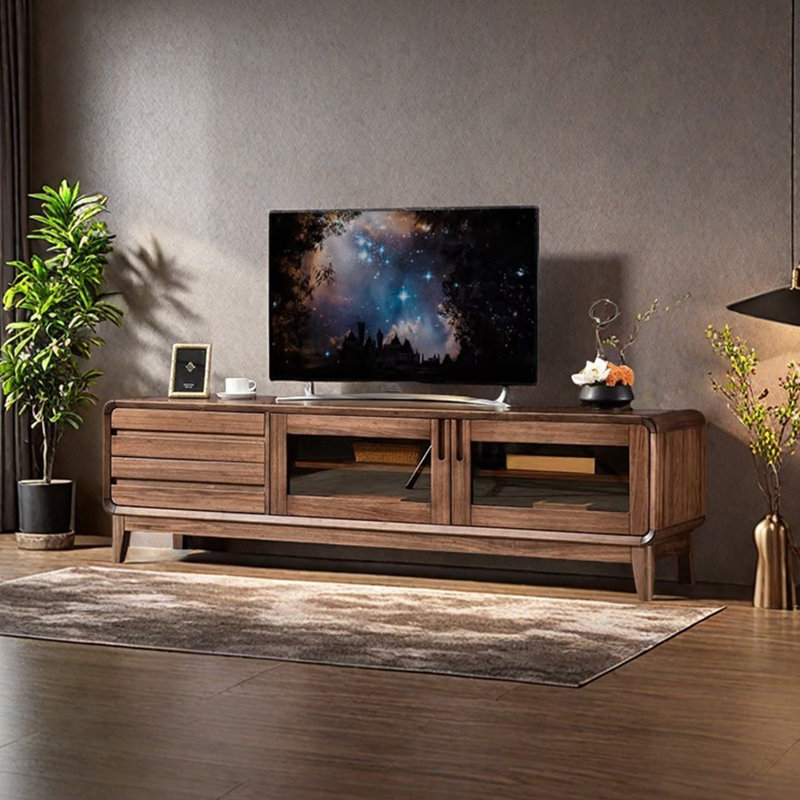 Modern simple pure solid wood TV cabinet