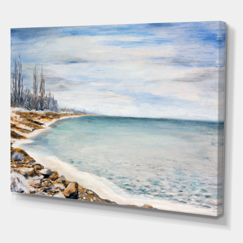 La mer est recouverte de glace - peinture sur toile, H 24 po x l 32 po x P 1 po, Toile tendue