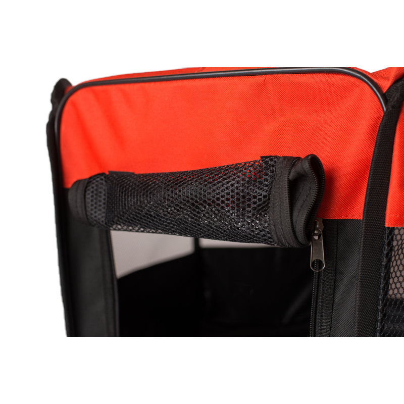 Black and Red Portable Pet Playpen with Mesh Vents