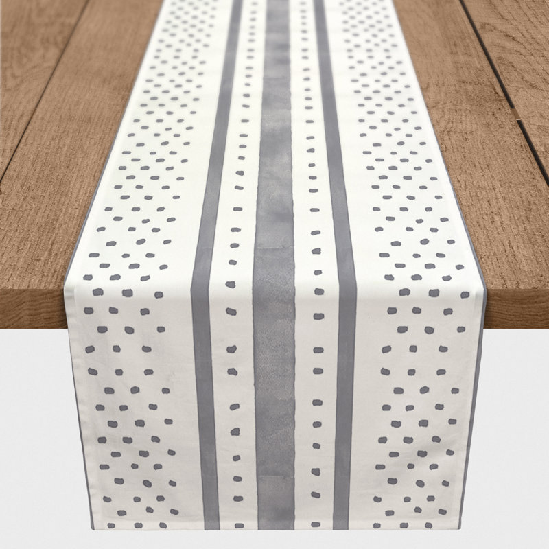 Jessine Striped Table Runner, 90" x 16", Dark Gray
