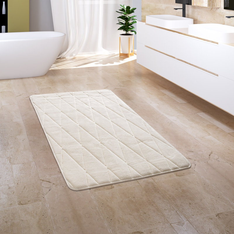 Corby Rectangle Bath Mat, 50cm W x 80cm L, Cream