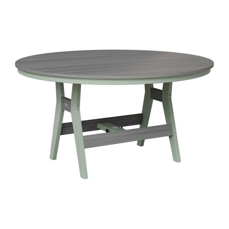 Harbor Outdoor Round Bar Table, Seafoam, 35.5" H x 60" W x 60" D, Driftwood Gray