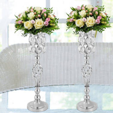 SR-HOME Décoration de table de centre de table, centres de mariage,  présentoir de bouquet de fleurs, vase en métal avec lustre en cristal pour  mariage, décoration de table de fête - Wayfair