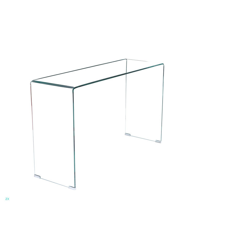 Glass Console Table, Transparent Tempered  Glass Console Table With Rounded Edges Desks, Sofa Table
