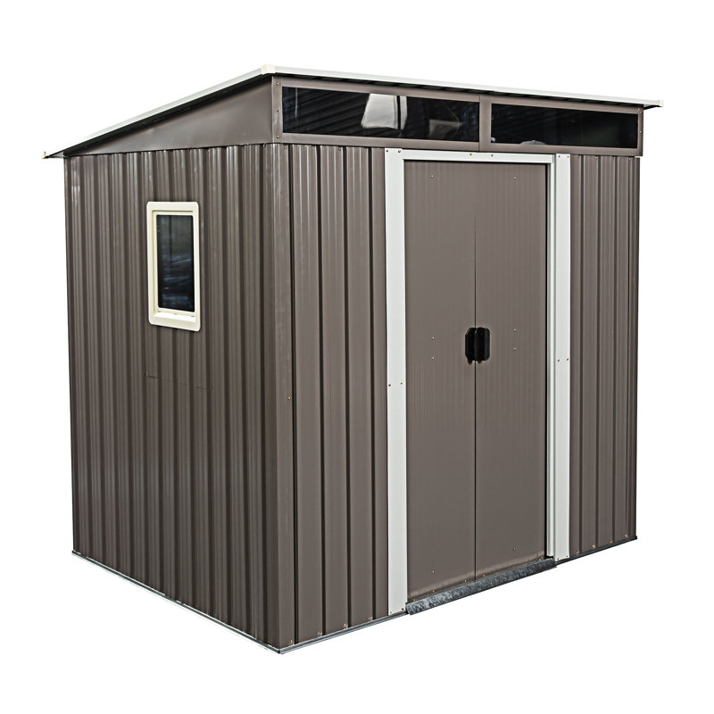 Remise de rangement extérieure 6 pi x 5 pi avec fenêtre et fondation en métal, Blanc