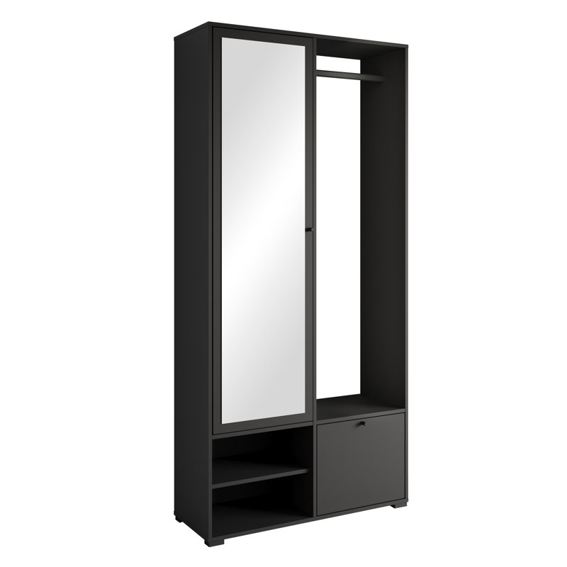 Hall Tree 90cm Wide with Shoe Storage, Black