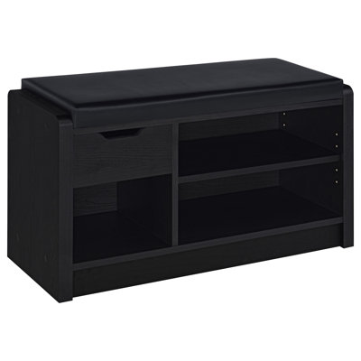 Astor Black 1-Drawer Storage Bench
