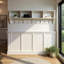 Portemanteau mural blanc contemporain avec 4 tablettes et crochets, organisateur de rangement pour vestes, chapeaux, sacs - couloir ou vestibule