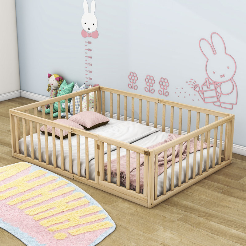 Hendrelino Wooden Daybed Frame with Guardrail, Full/Double, Natural