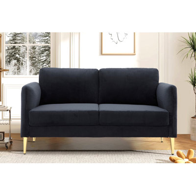 60.63" Wide Modern Corduroy Loveseat, Plush Upholstered Cushions, Solid Wood Frame, Compact Living Room And Apartment Furniture