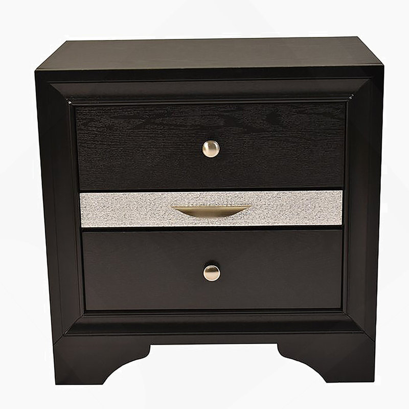 Table de chevet 2 tiroirs Traditional Matrix, Noir