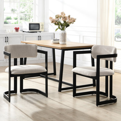 Fauteuil rembourré de 2 places, assise en tissu beige sur structure en métal blanc, capacité de 265 lb, l 23,5 po x P 20,96 po, H 32 po, coussins moelleux et invitants, structure en fer