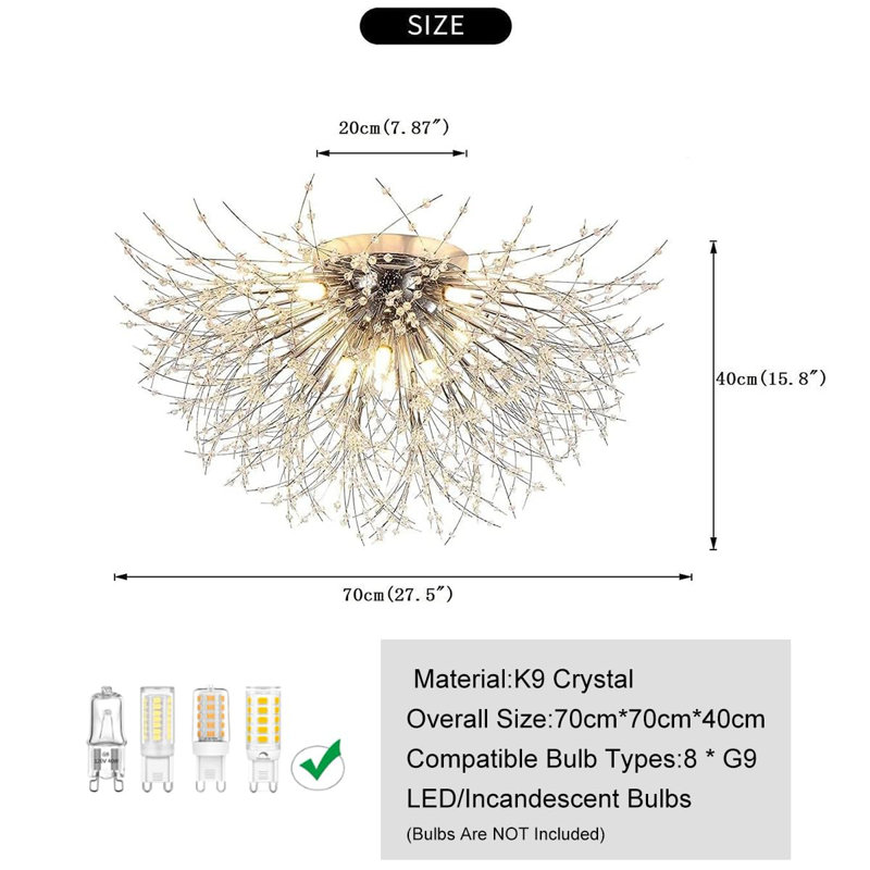 Angstrom 8-Light 70cm Crystal Flush Mount