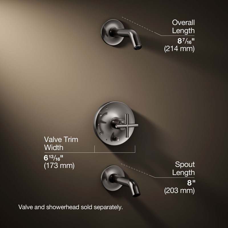 Purist Rite-Temp Bath And Shower Trim Set With Push-Button Diverter And Lever Handle, Less Showerhead, Vibrant Titanium