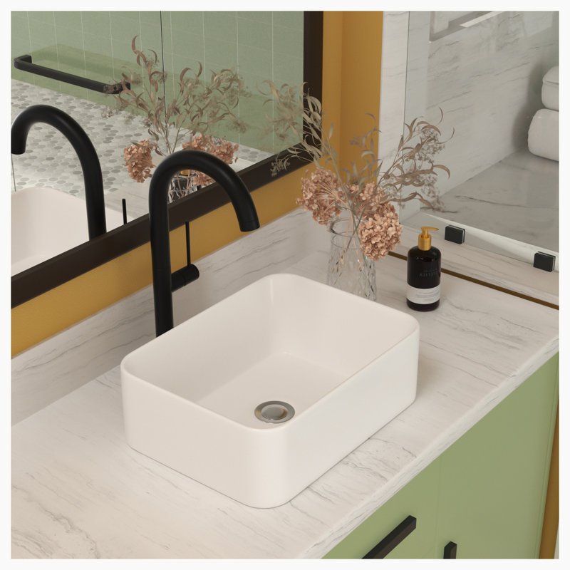 Lavabo de salle de bain vasque rectangulaire en céramique blanche 12 po Hewei