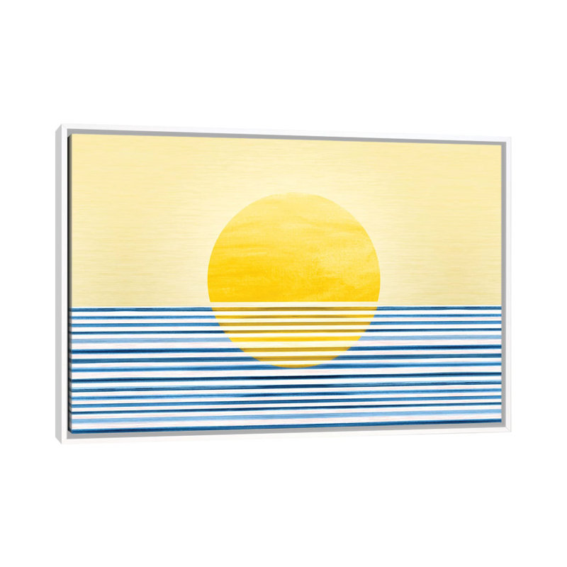 Sunset II-impression d’art graphique abstraite, Pas de tapis, H 40 po x l 60 po x 1,5 po, Toile blanche encadrée