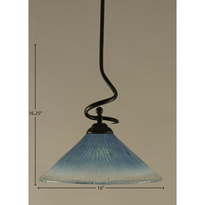 Luminaire suspendu suspendu Skypark en verre granit foncé 16 po, Sarcelle