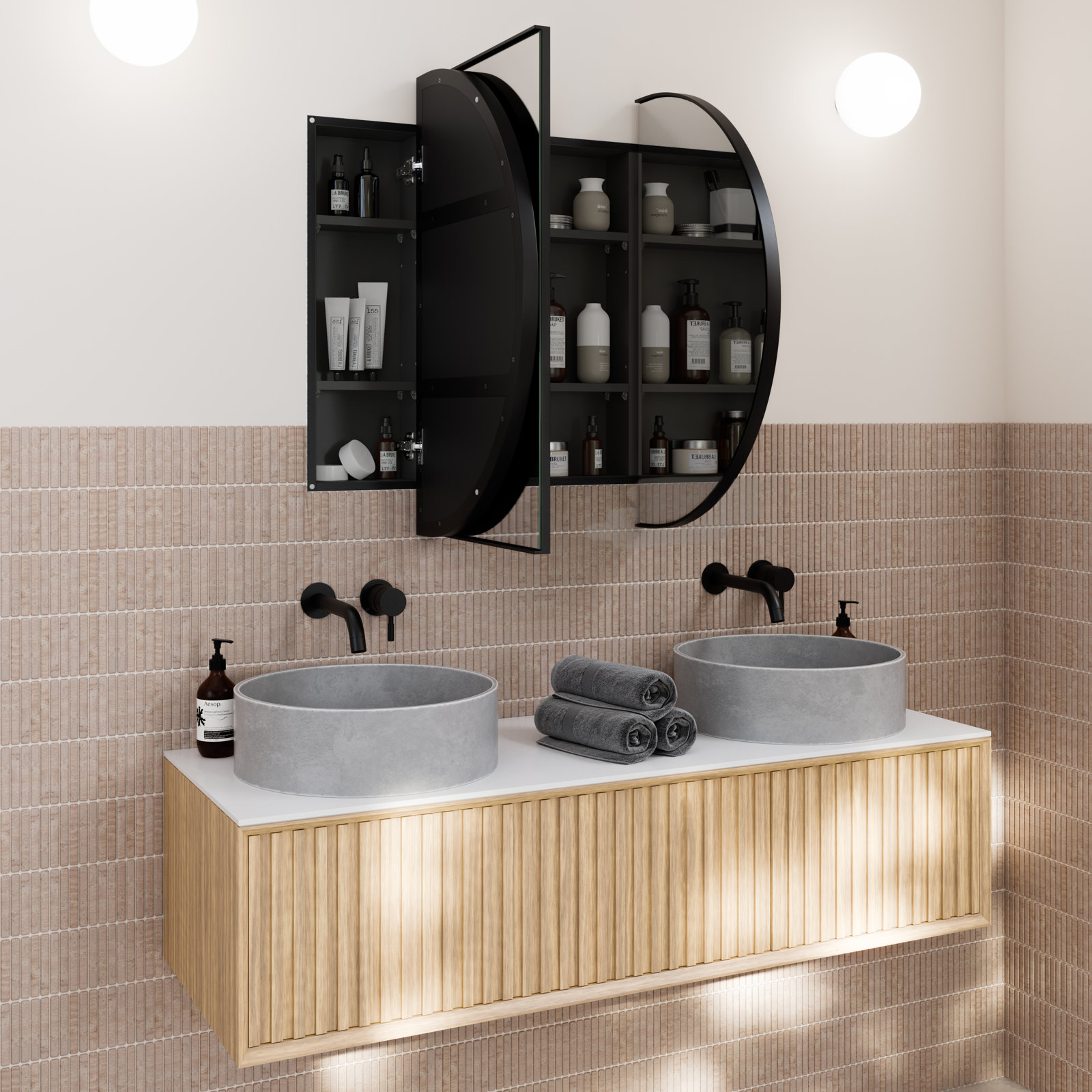 Nia Pill Recessed Medicine Cabinet, Black