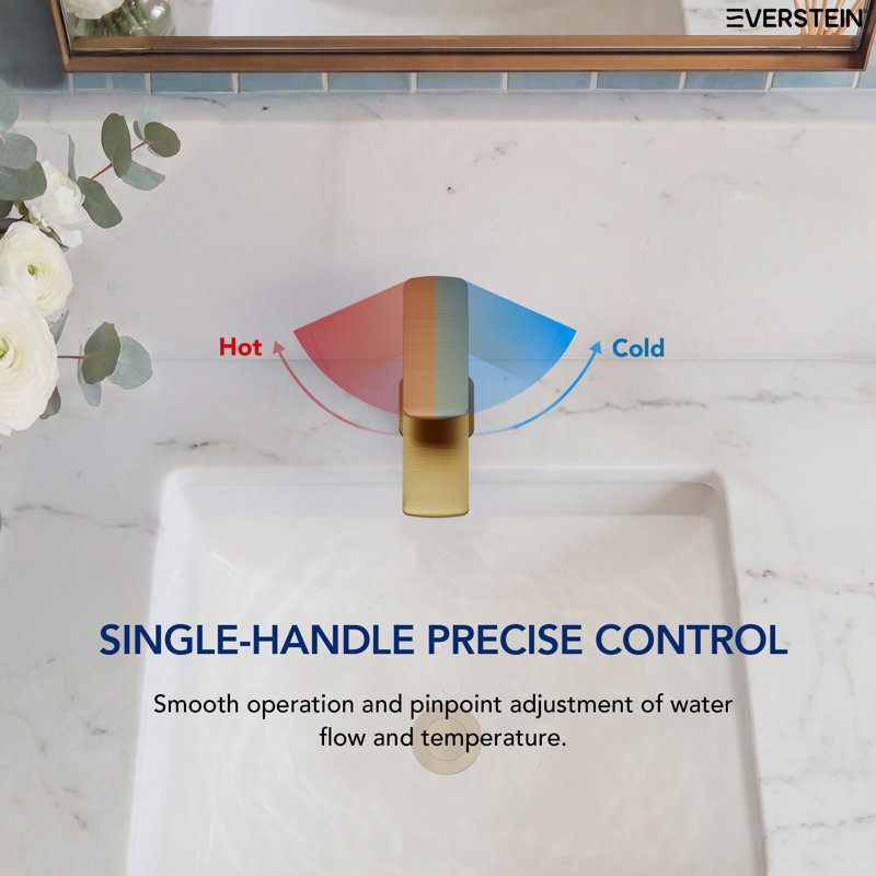 Single Hole Bathroom Faucet, Single Handle Bathroom Sink Faucet with Drain Assembly, Brushed Gold