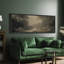 «Moody Dark Green Forest River», œuvre d'art moderne sur toile encadrée, impression numérique sur toile-111652959-111652963