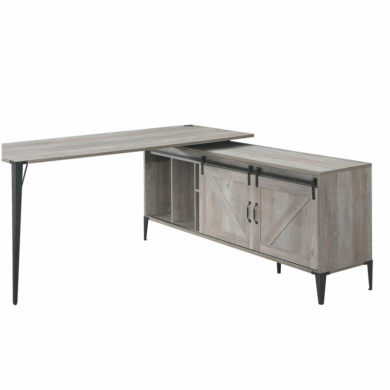 Bureau d'écriture avec armoire Zakawani, Gris/noir