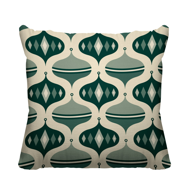 Coussin intérieur / extérieur Noel Christmas Ornament Balls, L 17 po x H 17 po, Vert