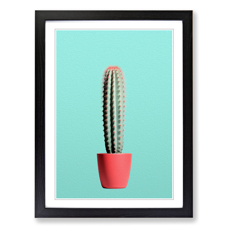 Cactus Minimalism No.2 - Framed Print, Black Framed, 46cm H x 34cm W x 2cm D