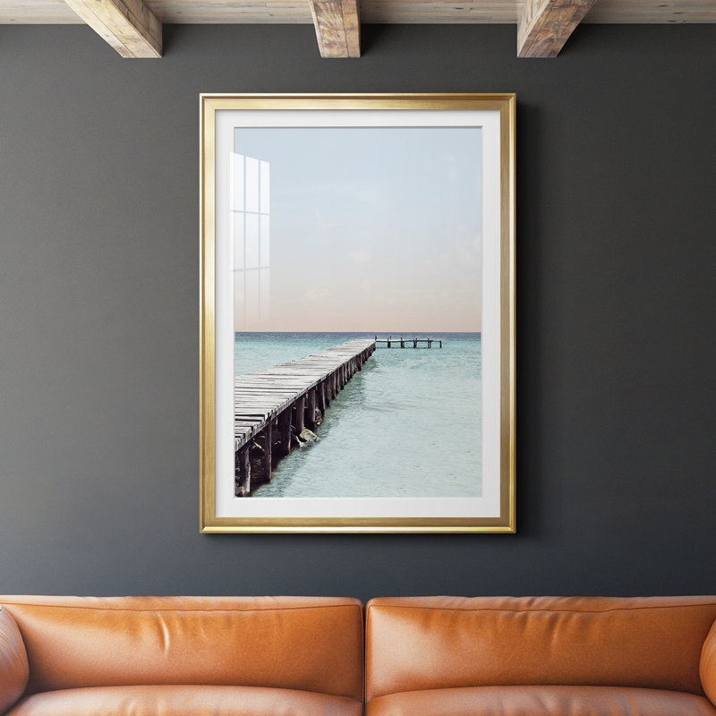 «La Playa», reproduction encadrée de qualité supérieure, prête à être accrochée, Or, H 42,5 po x l 30,5 po