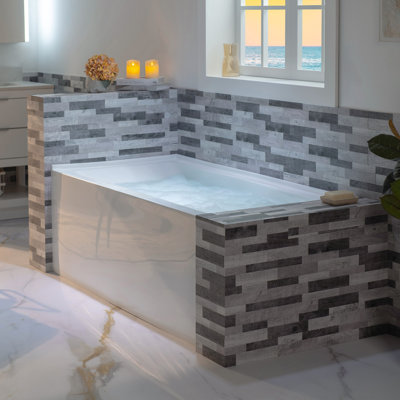 Vine 60 x 30 Inch Acrylic Alcove Soaking Tub, Right-Hand Drain & Overflow, 5 Finish Options