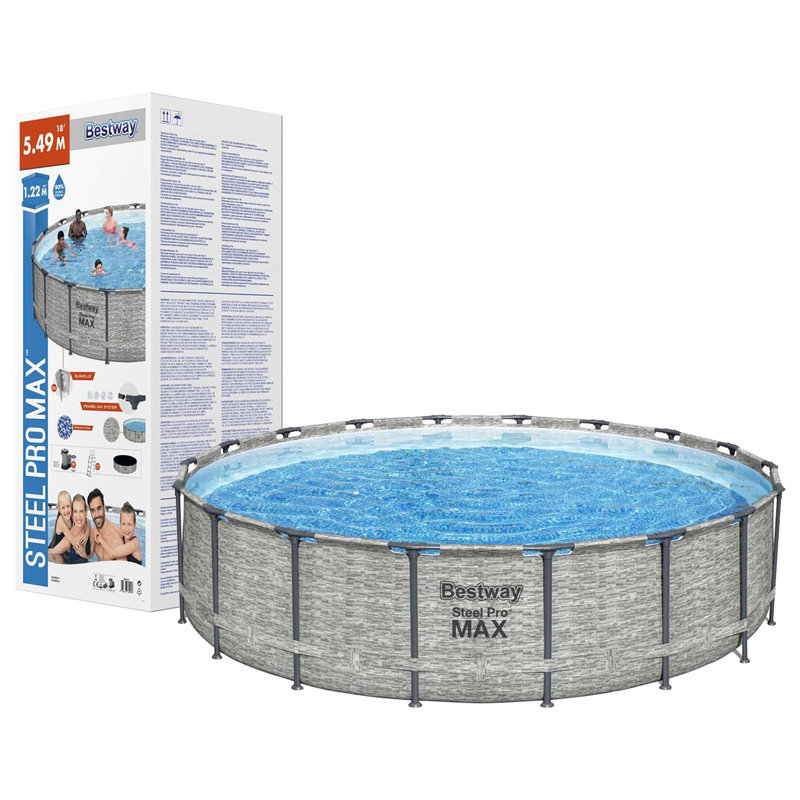 Steel Round Frame Set Pool 122cm H x 549cm W x 549cm L , with Pump Included