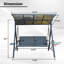 Balancelle d'extérieur 3 places avec toit rigide en polycarbonate réglable et table d'appoint (sans la table)