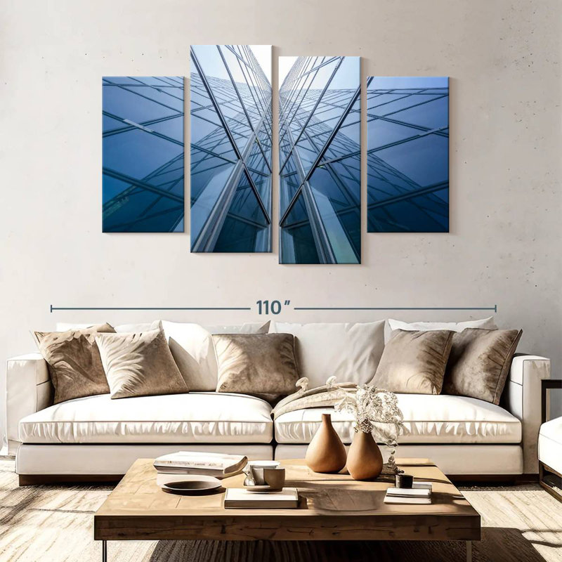 Lilie Modern Glass Building, 54" H x 84" W