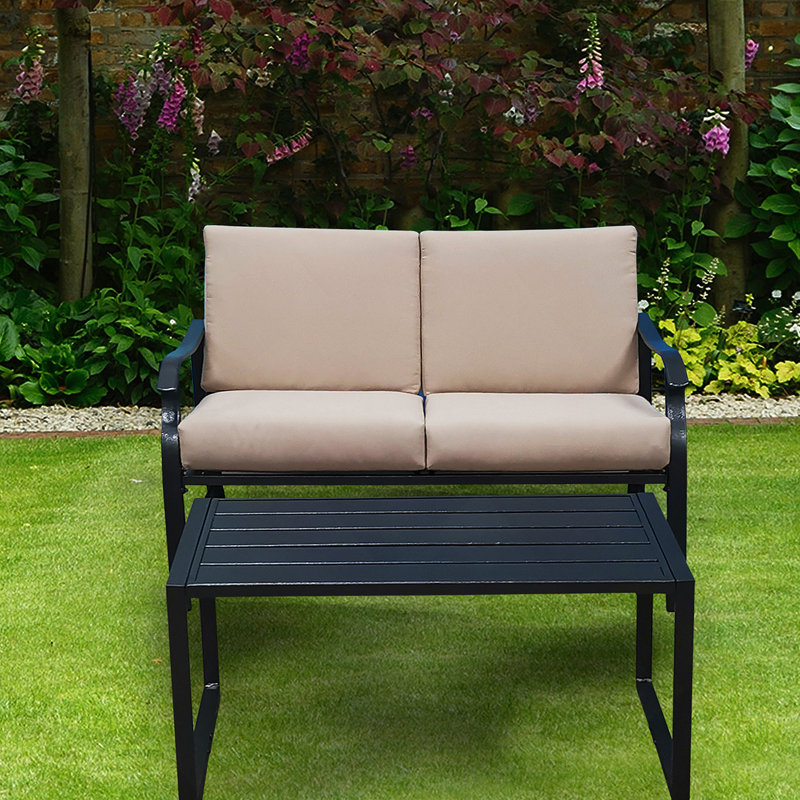 Causeuse et table Schwarz B, Kaki, Noir