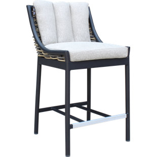 Teleshia High-Density Polyethylene (HDPE) Wicker Outdoor 23.75'' Counter Stool with Cushion