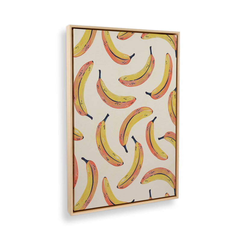 «Fruit Salad Collection Banana» par Garima Dhawan, reproduction d'art, H 16 po x l 12 po, Cadre flottant, Tanné
