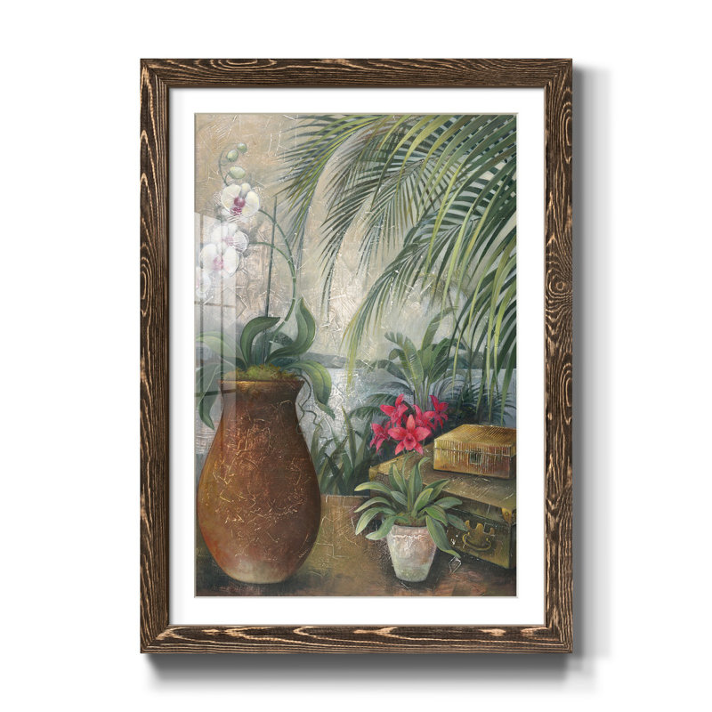 Orchidées au paradis I - Cadre photo, reproduction d'art sur papier, Noyer, H 37,5 po x l 27,5 po x P 1,5 po